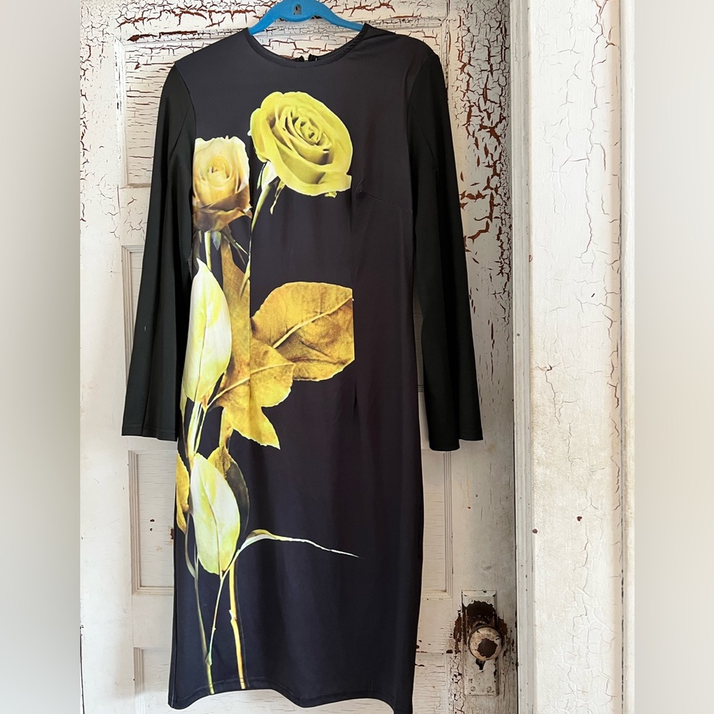 Black Long Sleeved Sheath Dress